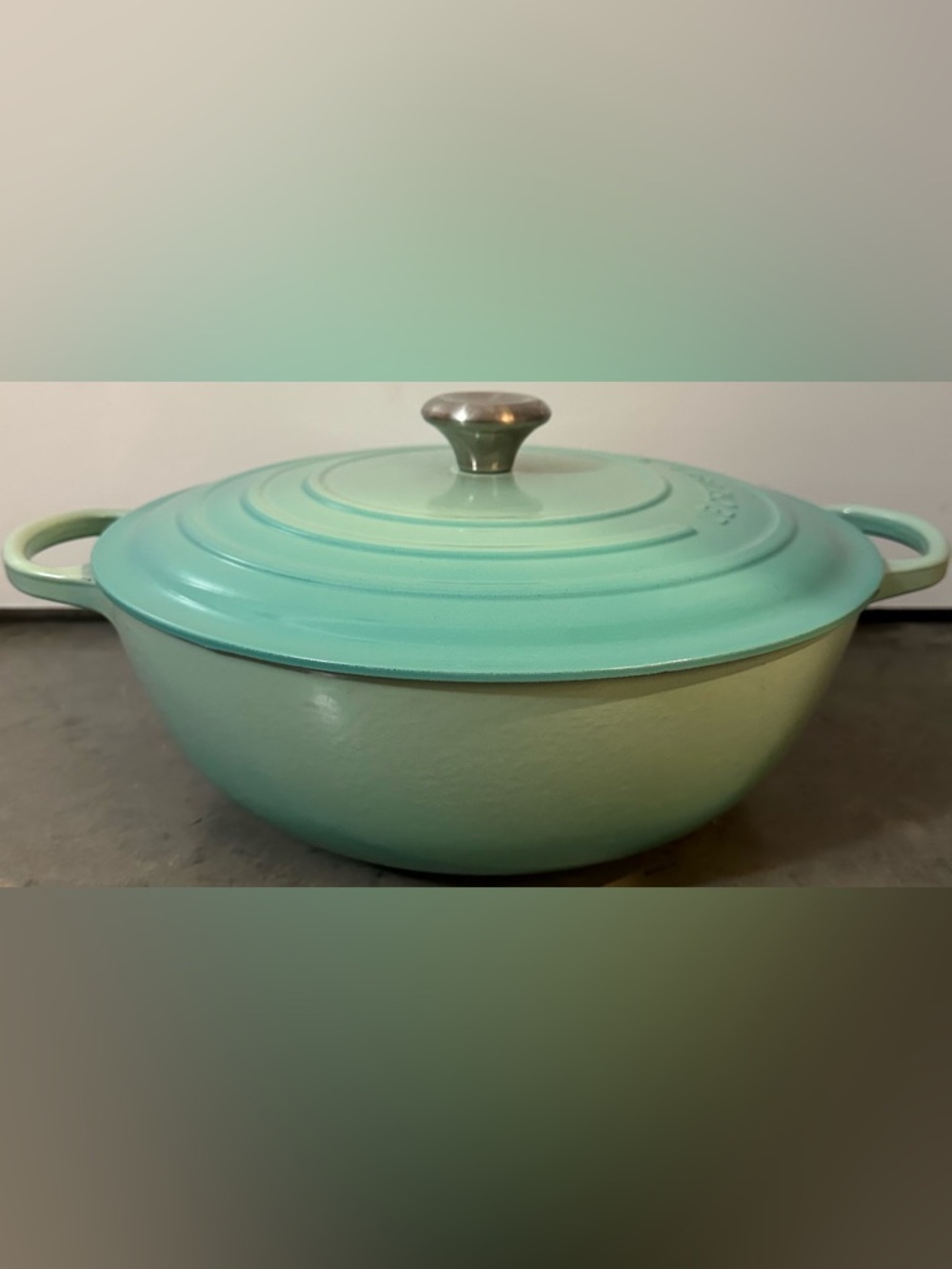 Le Creuset Aqua Gradient Cast Iron Dutch Oven with Stainless Knob